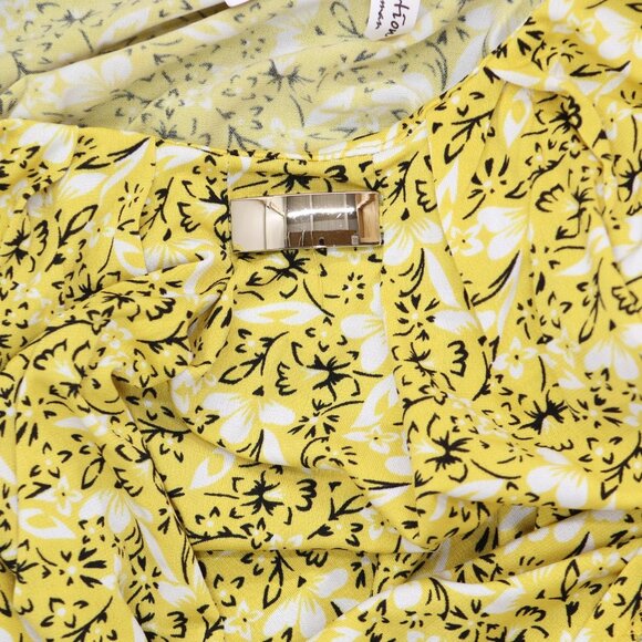 NWT Ny Collection Size Top with Short Balloon Sleeves Yellow Black Floral 3X - Picture 5 of 5